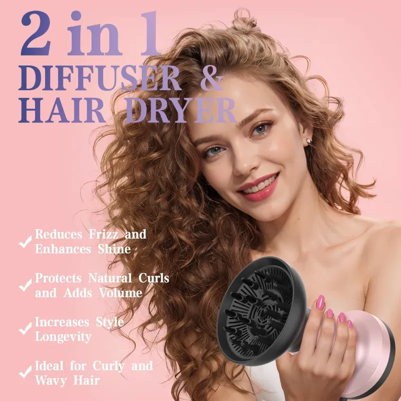 Photo 1 of 2 in 1 Hair Diffuser for Curly Hair with Ionic Technology, XL 1875W Hair Dryer with Diffuser & Comb Nozzle Attachment, 3×Faster, Enhances Curl Waves, Reduce Frizz, Gifts for Women Her