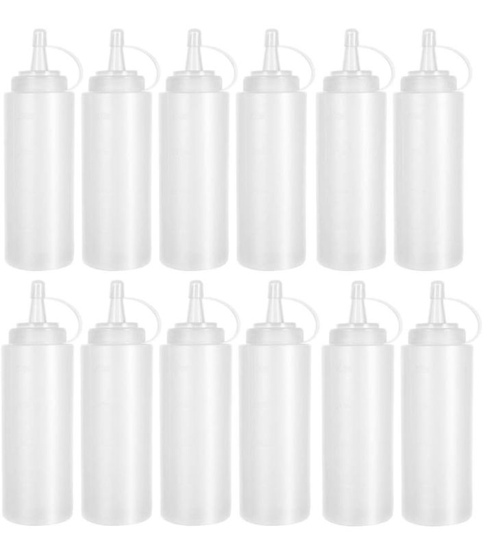 Photo 1 of 12 Pack 8 oz Plastic Squeeze Bottles Multipurpose Squirt Bottles for Ketchup,Condiments,BBQ Sauce,Dressing,Barbecue,Grilling,Crafts,Syrup and More