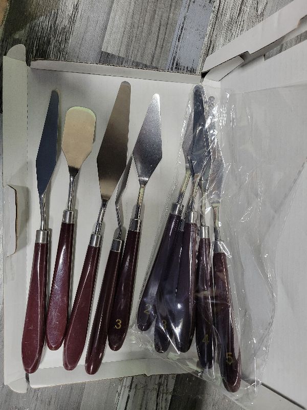 View 2 of 10PCS Palette Knife, Stainless Steel Painting Knife Set, Flexible Spatula Pallet Knife, Metal Artist Knives, Oil Painting Accessories Color Mixing Scraper for Oil, Canvas, Acrylic Painting By CUALORK