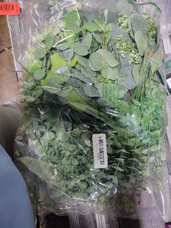 Photo 1 of 
Serwalin 100pcs Artificial Mixed Eucalyptus Stems Leaves Bulk, 4Kinds Fake Greenery Silver Dollar Eucalyptus Leaves Picks,Faux Greenry Stems Sprays for DIY Bouquets Floral Arrangement Home Decor