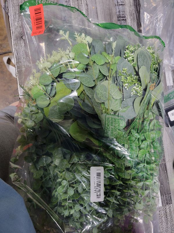 Photo 1 of 
Serwalin 100pcs Artificial Mixed Eucalyptus Stems Leaves Bulk, 4Kinds Fake Greenery Silver Dollar Eucalyptus Leaves Picks,Faux Greenry Stems Sprays for DIY Bouquets Floral Arrangement Home Decor