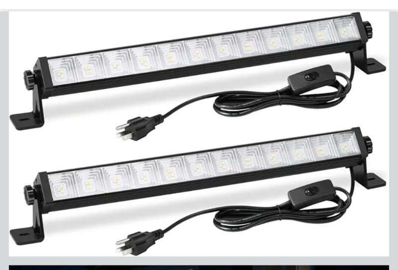 Photo 1 of 2 Pack 24W LED Shop Light, Plug in Garage Light with 6.5FT Cord and On/Off Switch, 6000K 5400LM Work Shop Lighting for Garage Workshop Warehouse Factory Yard