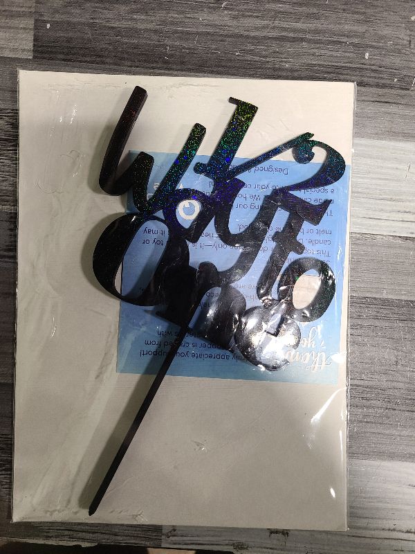 Photo 1 of 1/2 Way to One Cake Topper – Half Birthday Decoration, Sparkly Built-In Stick, Thick & Sturdy, Mess-Free & Reusable Cake Topper for Baby Girl or Boy (Black)