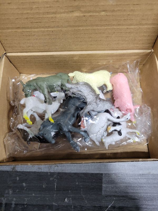 Photo 1 of 15 Pcs Mini Figures Toys Realistic Farm Animal Figurines, Plastic Learning Educational Playset Animal Themed Party Supplies Cake Topper Ornaments for Easter Egg Birthday Christmas