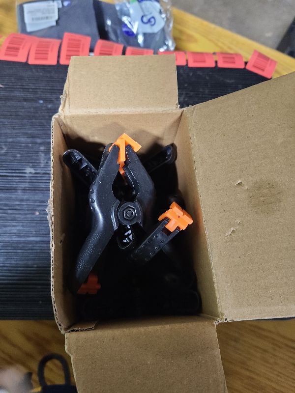 Photo 1 of 12 Pack Plastic Spring Clamps, 3.5inch Small Heavy Duty Clips for Crafts, Backdrop Stand, Woodworking, Photography Studios (Black)