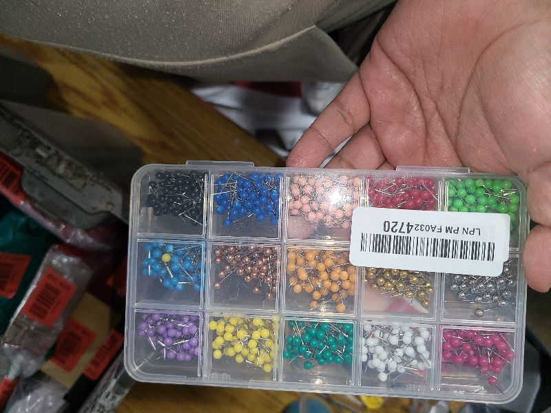 Photo 1 of 1000 PCS Push Pins Map Tacks,Multi-Color 1/8" Round Head with Stainless Point,15 Assorted Colors for Bulletin Board, Cork Board, World Map Pin Board, Fabric Marking, Craft, Office