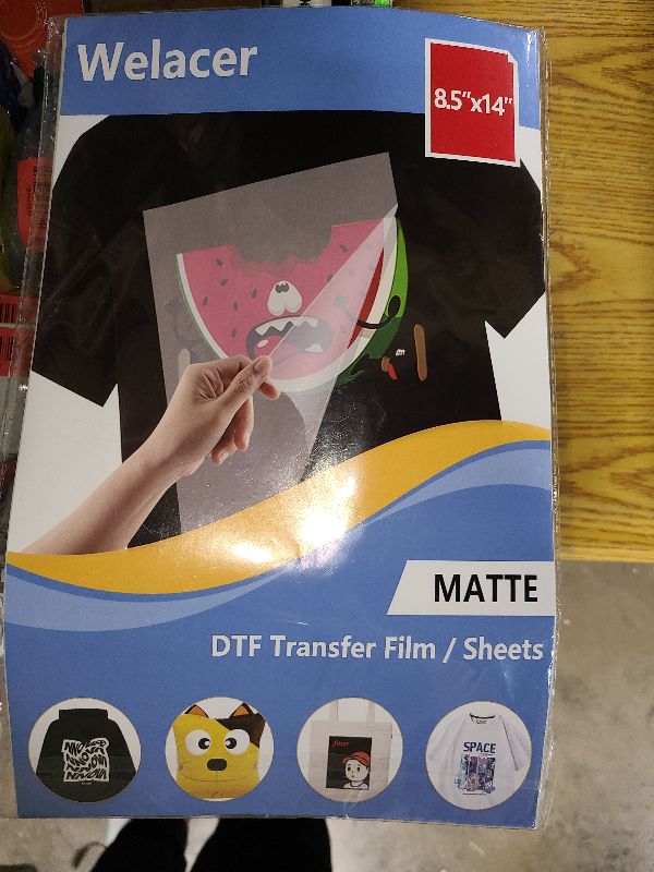 Photo 1 of 100 Sheets DTF Transfer Film Paper 8.5x14 Inch Double Sided Thick Clear Pretreat Sheets, PET Heat Transfer Paper for Inkjet Printer DTG Printer Direct Print On T Shirts Textile(Hot&Cold Peel)