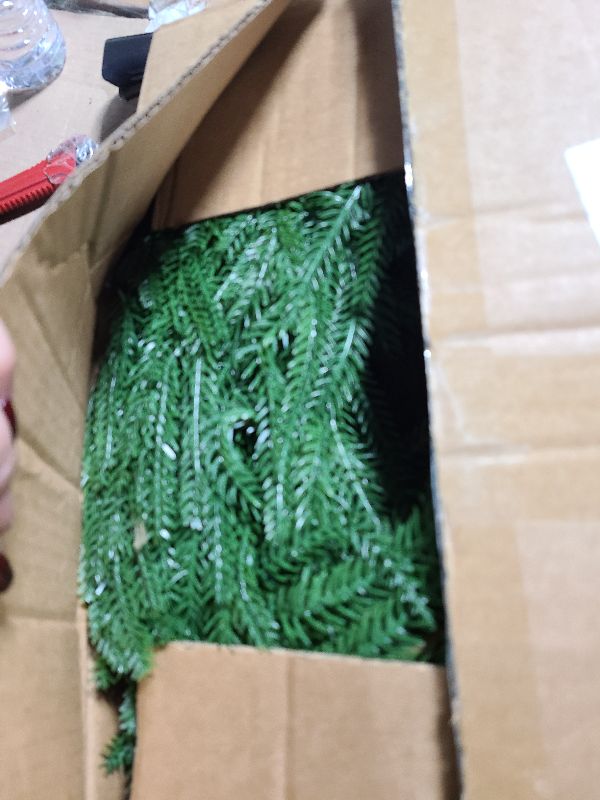 Photo 1 of 2 PCS-9FT Artificial Norfolk Pine Garlands - Real Touch Winter Pine Garland, Green Artificial Greenery Garland for Table, Mantle, Wall, Indoor, Outdoor Christmas Decorations