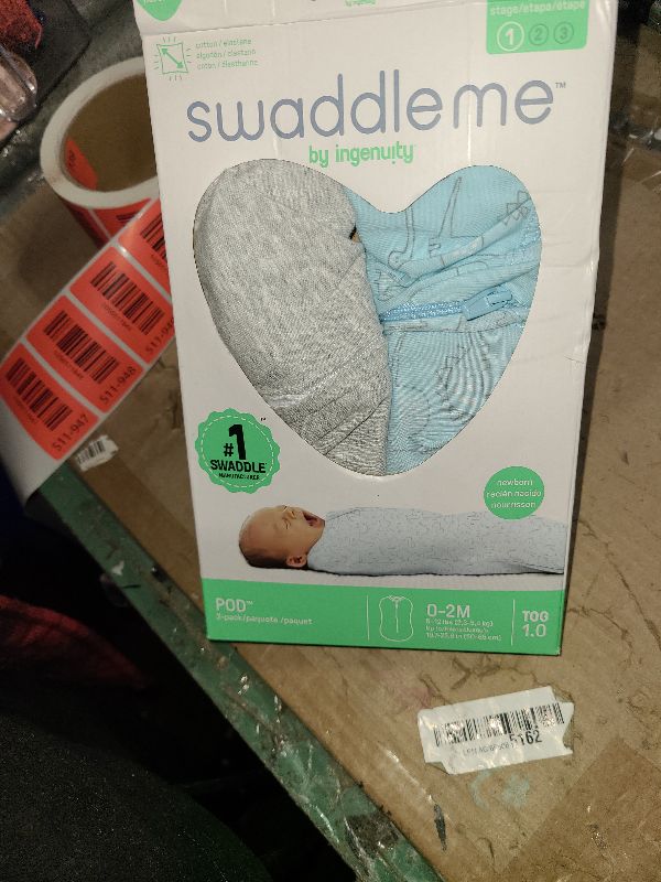 Photo 2 of SwaddleMe by Ingenuity Compression Baby Swaddle Pod, Two-Way Zipper for Easy Diaper Changes, Improves Sleep & Calms Startle Reflex, 0-2 Months, 1.0 TOG, 2-Pack - Dino Jam