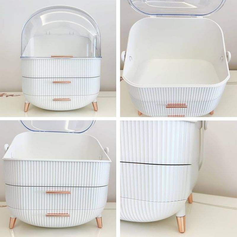 Photo 1 of Upgrade Large Makeup Organizer Countertop Vanity Organizer Cosmetic Organizer Makeup Storage Box Bathroom Counter Organizer Perfume Skincare Organizers Gift Women Clear Design Easy Visibility