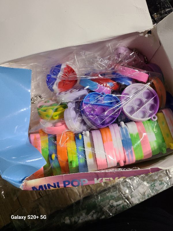 Photo 1 of 108 PCS Mini Pop Keychain Fidget Toys, 3 Shape Pop Fidgets Party Favors Kids Packs Sensory Stress Toys, Push Mini Pop Keychain Bulk