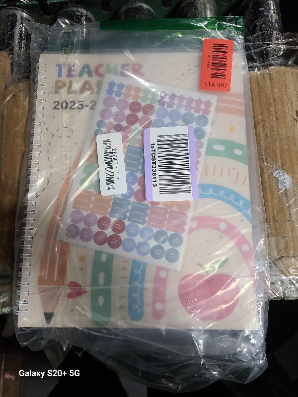 Photo 1 of 11PCS 2025-2026 Teacher Planner Notebook with 10 Pens&Section Lesson Plan Book Daily Weekly Monthly 8.5"x11" Classroom Organizer Spiral Bound Stickers, Dated Calendar, Page Tab(Pencil & Apple)