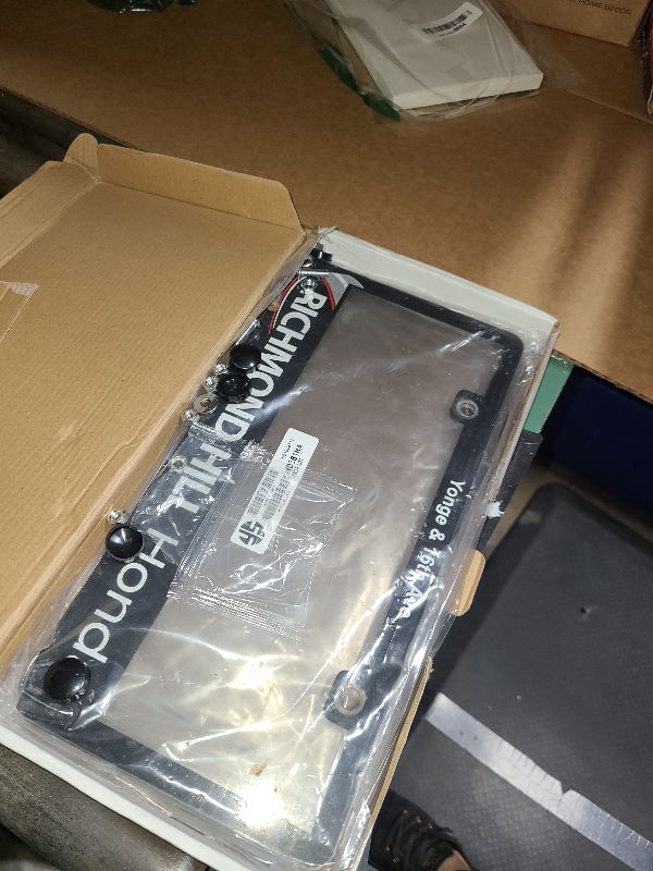 Photo 1 of 2 Pcs License Plate Frames Covers License Plate Protector Car Licence Plates Holder Front Rear Protector with Screw Caps Kit