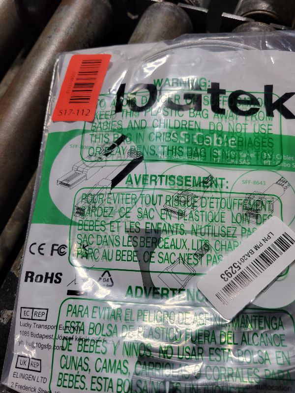 Photo 1 of 10Gtek MiniSAS HD SFF-8643 Breakout to 4xSATA Cable, for Server JBOD/Storage Tray & SAS RAID Controller Compatibility, 0.75~0.8m(2.46~2.62ft)