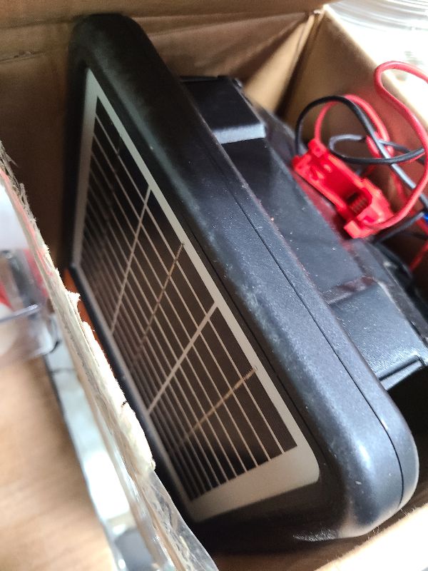 Photo 1 of 10 Miles Solar Electric Fence Charger with Day/Night Mode, 0.11J Portable Solar Fence Charger with Rechargeable Solar Panel for 24-Hour Uninterrupted Protection Electric Fence Energizer