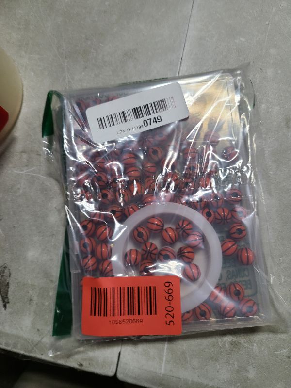 Photo 1 of 100pcs Basketball Beads with 5.5 Yard Elastic Rope,Acrylic Sports Beads DIY Spacer Bead for Necklace Bracelet Keychains Handmade Jewelry Making Accessories Craft Supplies,12mm(Basketball)