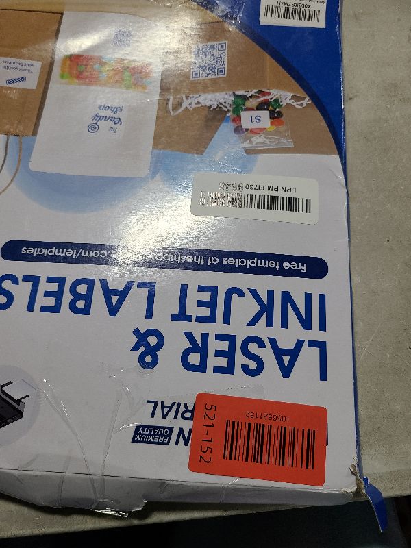 Photo 1 of 1" X 1" Square Printable Labels Compatible with Inkjet and Laser Printers - 100 Sheets, 6300 Matte White Paper Stickers for QR Codes, Barcodes, and Price Tags - Spartan Industrial Template S001