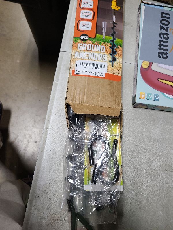 Photo 1 of [Premium] 4 Pack Ground Anchors with Power Nut Driver Drill Bit, Ground Anchors Screw in, Swing Set Anchors, Trampoline Anchors High Wind Heavy Duty for Camping Tents, Car Ports, Swing Sets, Canopies