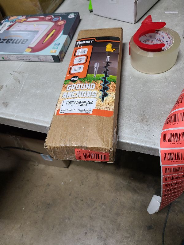 Photo 1 of [Premium] 4 Pack Ground Anchors with Power Nut Driver Drill Bit, Ground Anchors Screw in, Swing Set Anchors, Trampoline Anchors High Wind Heavy Duty for Camping Tents, Car Ports, Swing Sets, Canopies