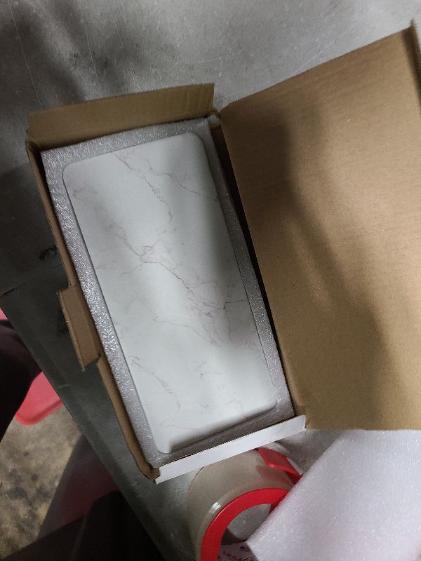 Photo 1 of 2 Pcs Water Absorbing Stone Drying Trays for Bathroom Sink Kitchen Counter Soap Dish Dispenser Sponge Holder White Ceramic Bathroom Vanity Quick Dry Stone Mat for Kitchen Sink Marble Diatomite Tray