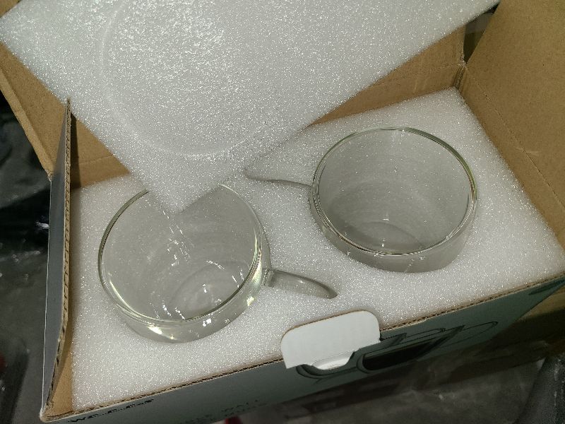 Photo 1 of 12 Oz Double Walled Glass Coffee Mugs with Handle, Insulated Layer Coffee Cups, Clear Borosilicate Glass Mugs - Gift for Cappuccino,Tea,Latte,Espresso,Hot Beverage,Cold Drinks, Set of 2