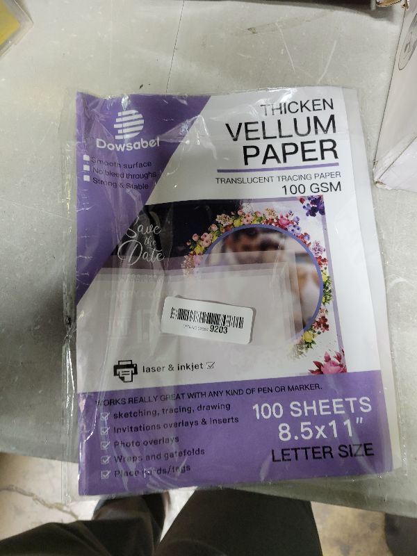 Photo 1 of 100 Sheets Translucent Vellum Paper, Dowsabel 68LBS 8.5 x 11 inches Printable Vellums for Card Overlays, Invitations Belly Bands, Envelope, Lantern,100 Sheets