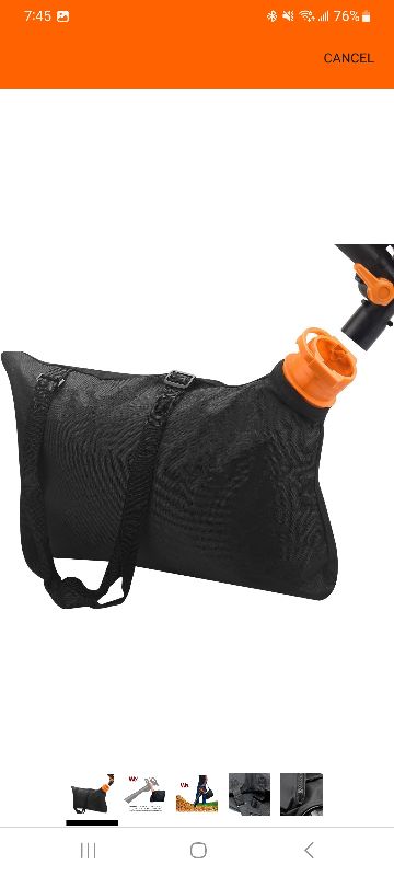 Photo 1 of (64)
50026858 Trivac Leaf Collection Bag Compatible with Worx trivac 3 in 1 Leaf Blower/Mulcher/Vacuum WG505, WG509, WG500, WG501, WG502, WG508,WG518 (WGBAG500)