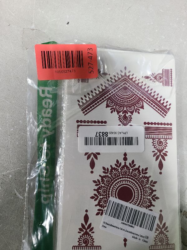 Photo 1 of 10 Sheets Brown Henna Tattoo Kit, Lace Fake Tattoos Semi Permanent Tattoo Stickers Waterproof Henna Tattoo Stickers for Women Wedding Party Festival Tattoos Decorations(Henna Tattoo) 620
