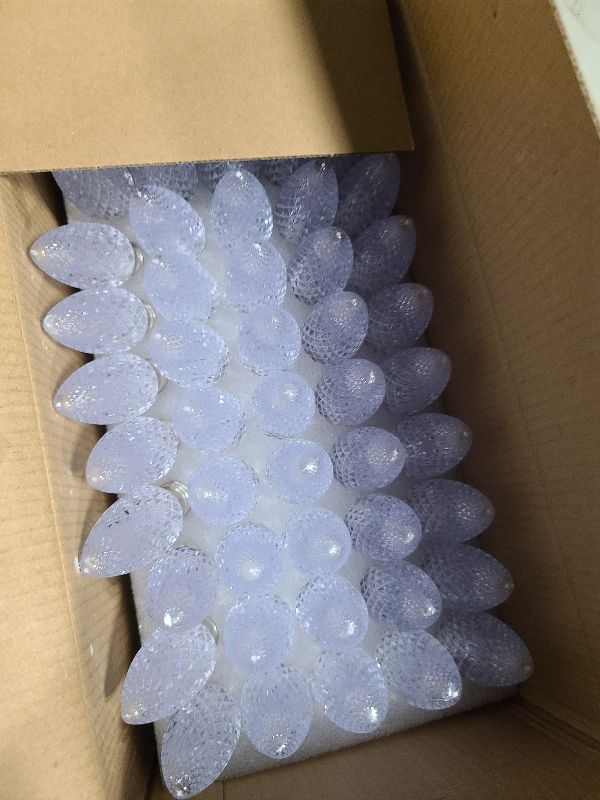 Photo 1 of 100PACK C9 Christmas Lights LED Replacement Bulbs?Shatterproof & Waterproof Plastic C9 Led Bulbs for Outdoor String Lights, E17 Base, 0.6W Equivalent to 7W, Warm White 2700K, 50LM Holiday Decoration
