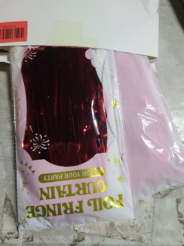 Photo 1 of 2 Pack Red Tinsel Backdrop, 3.28 FT x 7.05 FT Fringe Curtains, Red Foil Tinsel Party Streamer Backdrop Curtains, Wedding Photo Backdrop Party Decorations for Wedding Anniversaries