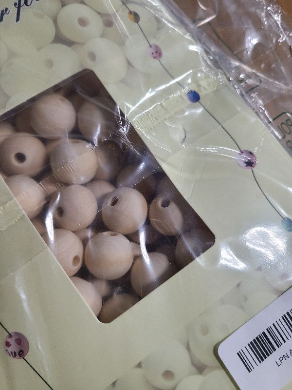 View 2 of 100pcs 20MM Wood Beads Natural Unfinished Round Wooden Loose Beads Wood Spacer Beads for Craft Making Decorations and DIY Crafts (20mm)