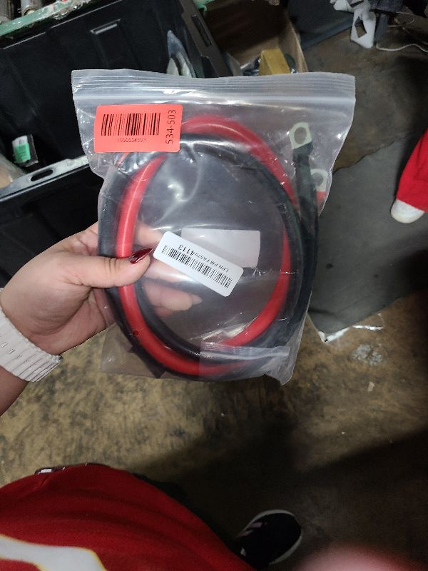 Photo 1 of 2 AWG Battery Cable 2 Gauge Battery Inverter Cables with 3/8 in Lugs Pure Copper Power Inverter Wire Set for Solar Marine Boat RV Car Motorcycle (3FT, with 2 AWG 3/8" Lugs)