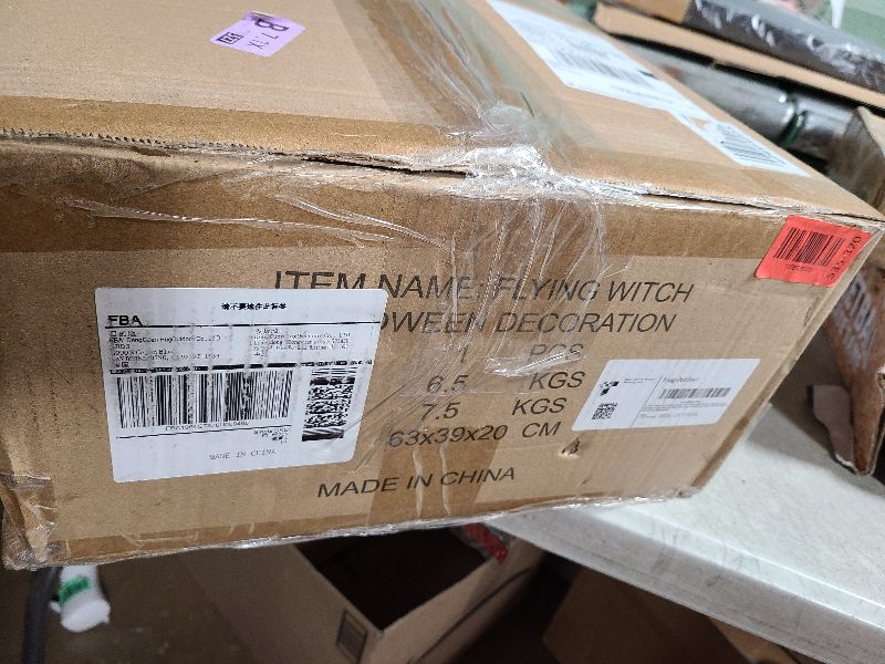 Photo 1 of 10.5FT Outdoor Animated Flying Witch Halloween Decor on Broom, Sound Activation,Eyes Glowing,Scary Sounds, Animatronics Hover Witch for Garden Yard Lawn Decorations