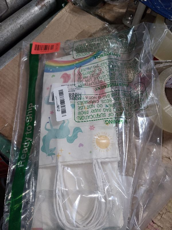 Photo 1 of 12Pcs Unicorn Party Favor Gift Bags with Handles Pastel Rainbow themed Goodie Bags Candy Bag for Birthday Party Decorations Paper Unicorn Gift Treat Bag for Kids Girl Baby Shower Parties Supplies