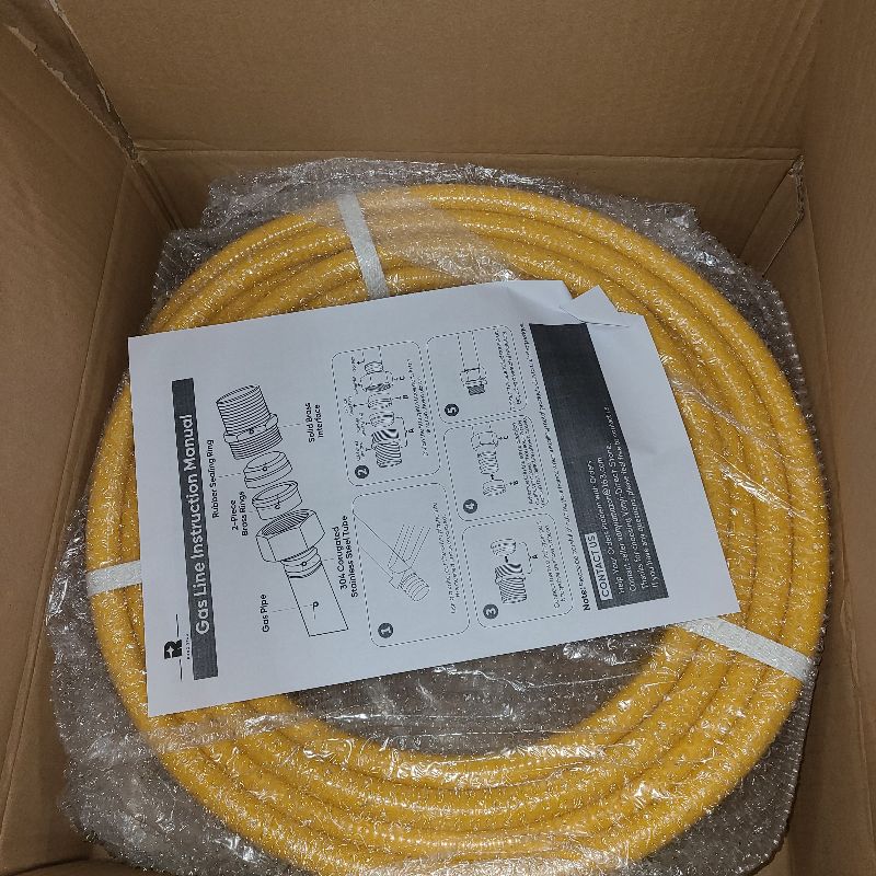 Photo 1 of 1/2" CSST Gas Line, 70ft Corrugated Stainless Steel Tubing, Flexible Natural Gas Hose with 2 Male Fittings for Natural Gas and Propane