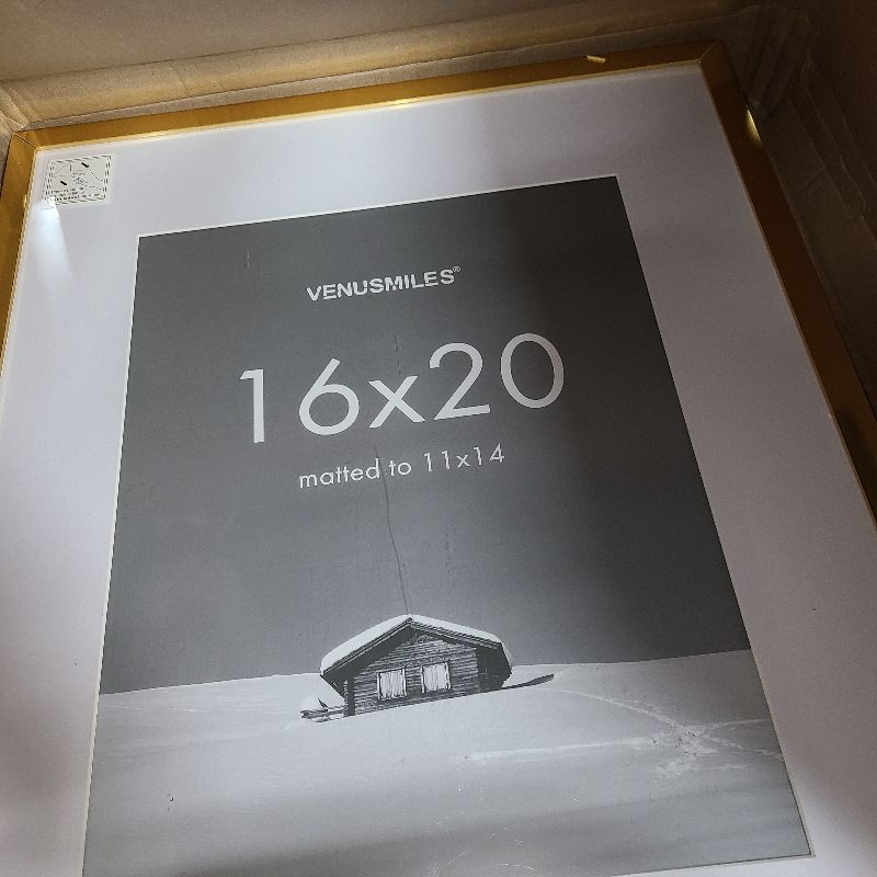 Photo 1 of 16x20 inch Picture Frame, 16x20 Photo Frames with 11x14 Removable Mat - High Definition Plexiglass - Vertical and Horizontal Display - Wall Hanging Frame - Gold, 3 Pack
