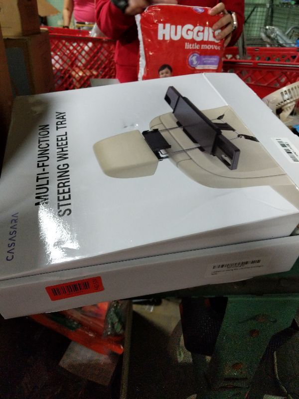 Photo 1 of 2-in-1 Car Steering Wheel Tray & Back Seat Table with Phone Holder – Height Adjustable Steering Wheel laptop desk, Food Tray , Writing Desk & Car Eating Tray - Car desk tray is Gift for Truck Driver