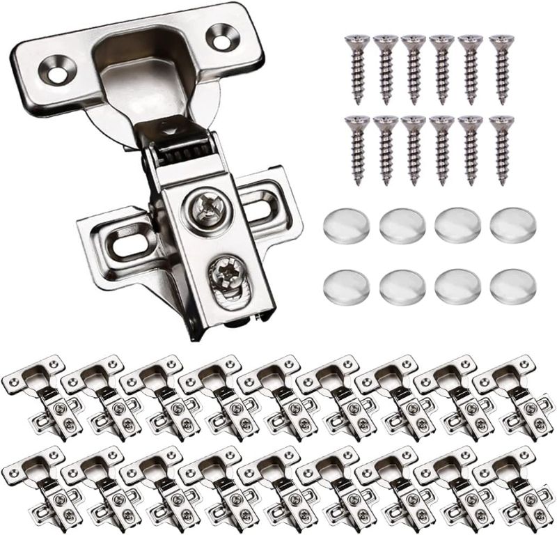 Photo 1 of 20 Pack Soft Close Cabinet Door Hinges for 1/2" Partial Overlay Cupboard, 100 Degree Opening Angel, Stainless Concealed Kitchen Cabinet Hinges with Mounting Screws and Manual