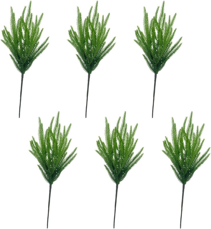 Photo 1 of  6 PCS Artificial Christmas Hand Rolled Pine Needles,Artificial Pine Needles Branch,Fake Greenery Pine Pick,Soft Glue Simulation Norfolk Pine Needles,Pine Twiging Stem Ornament
