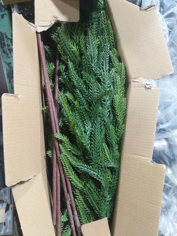 Photo 1 of 12 Pcs Artificial Norfolk Pine Branches, Norfolk Pine Artificial Pine Stems DIY Crafts Faux Christmas Greenary Norfolk Pine Branches for Xmas Wreath Garland Home Decor (12) 