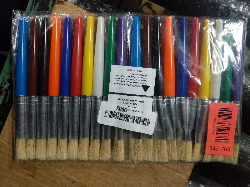 Photo 1 of 20 Pcs Kids Paint Brushes - Round & Flat, Easy Hold & Clean, Bristle Craft for Acrylic, Oil & Watercolor Paint