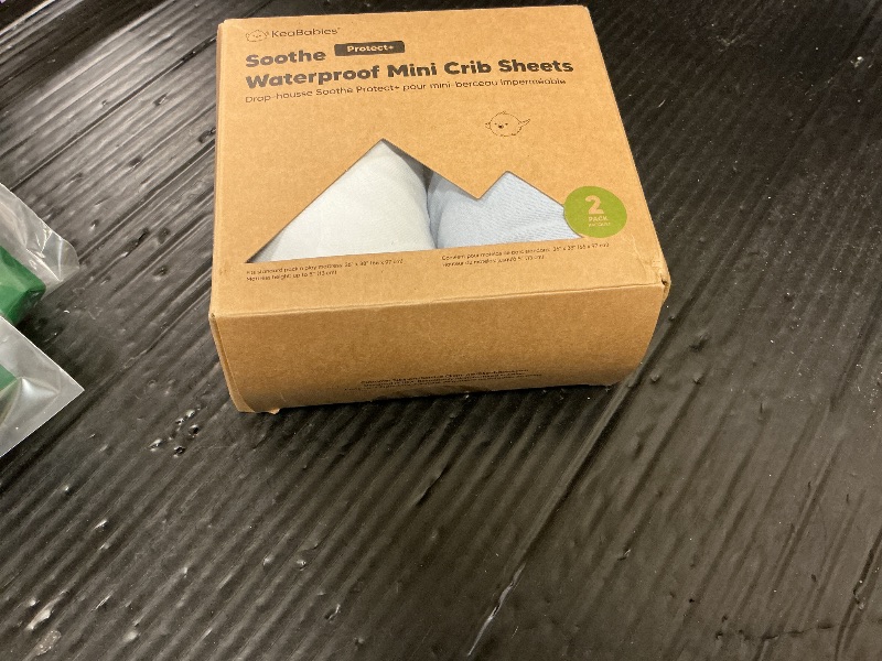 Photo 1 of 2 Pack and Play Sheets, Waterproof Mini Crib Sheets Fitted - 38x26 Organic Cotton Pack N Play Sheets for Graco Pack and Play Mattress, Playard Baby Crib Sheets,Neutral for Boy,Girl,Toddler(Blue Flax)