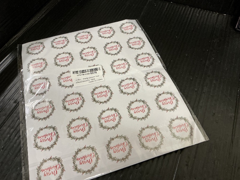 Photo 1 of 120Pcs Christmas Stickers Decorations, Merry Christmas Self-Adhesive Labels, Gift Stickers Tags Label Decal for Envelopes Craft Card Seal Gifts Candy Bags Party Decor Supplies(Wreath)