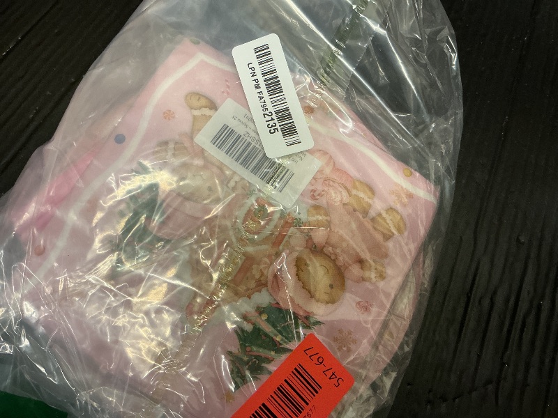 Photo 1 of 100 Pcs Pink Gingerbread Christmas Tableware Party Supplies – Disposable Holiday Dinnerware Set with Paper Plates, Napkins, and Pink Forks for Christmas Party, Winter Celebration – Serves 25 Guests