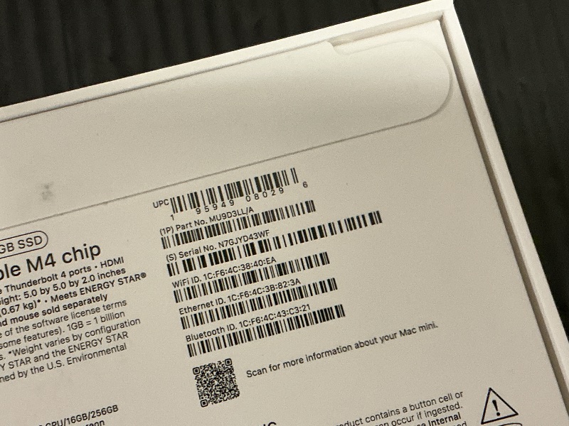 Photo 1 of Apple 2024 Mac mini Desktop Computer with M4 chip with 10?core CPU and 10?core GPU: Built for Apple Intelligence, 16GB Unified Memory, 256GB SSD Storage, Gigabit Ethernet. Works with iPhone/iPad