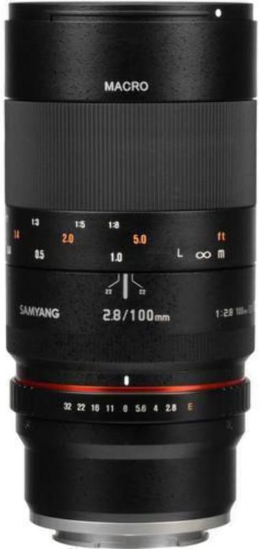 Photo 1 of Samyang 100mm F2.8 ED UMC Full Frame Telephoto Macro Lens for Canon EF Digital SLR Cameras - Ultra Multi-Coated Glass, Bright f/2.8 Aperture, Removable Hood (Black)
