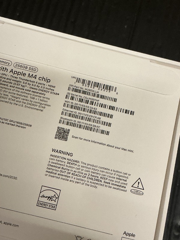 Photo 1 of Apple 2024 Mac mini Desktop Computer with M4 chip with 10?core CPU and 10?core GPU: Built for Apple Intelligence, 16GB Unified Memory, 256GB SSD Storage, Gigabit Ethernet. Works with iPhone/iPad