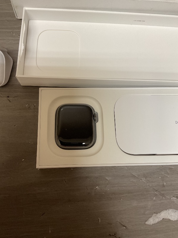 Photo 1 of SEE NOTES AND PICTURES,,,,,,,,Apple Watch Series 9 With Blood Oxygen. GPS + Cellular 41mm Graphite Stainless Steel Case with Midnight Sport Band - S/M.