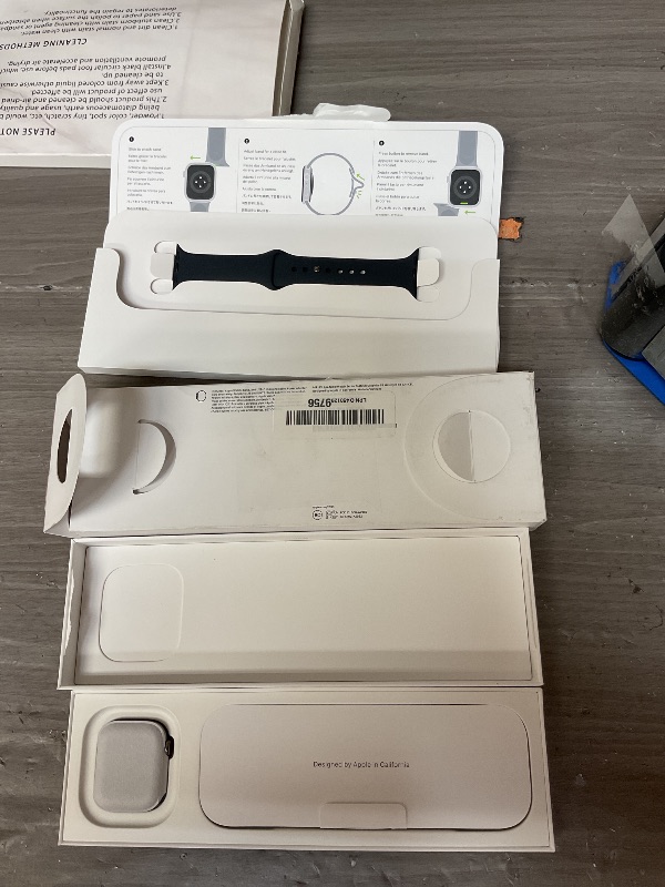 Photo 1 of SEE NOTES AND PICTURES,,,,,,,,Apple Watch Series 9 With Blood Oxygen. GPS + Cellular 41mm Graphite Stainless Steel Case with Midnight Sport Band - S/M.