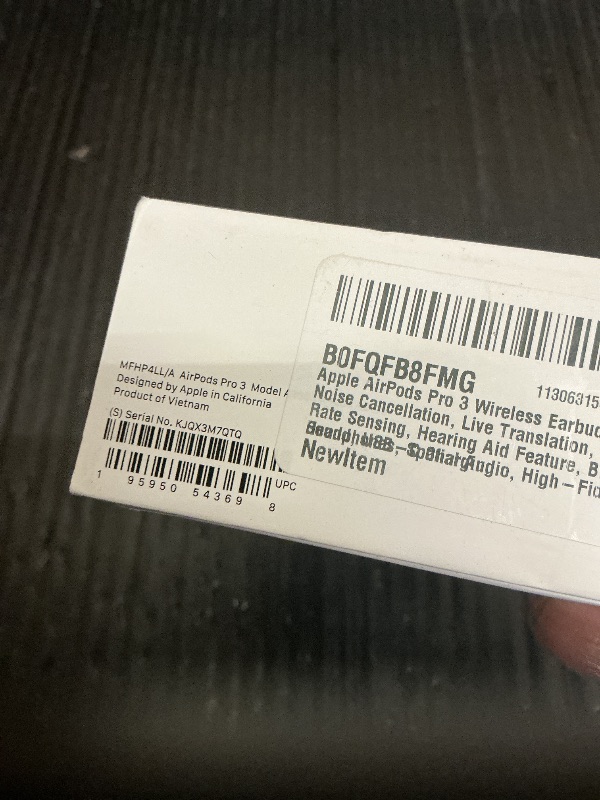 Photo 1 of Apple AirPods Pro 3 Wireless Earbuds, Active Noise Cancellation, Live Translation, Heart Rate Sensing, Hearing Aid Feature, Bluetooth Headphones, Spatial Audio, High-Fidelity Sound, USB-C Charging
